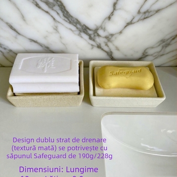 Vas ceramic cu două etaje pentru săpun, în stil Wabi-Sabi, cu drenaj, potrivit pentru hoteluri, pensiuni și uz casnic; poate încăpea un săpun mic pentru rufe