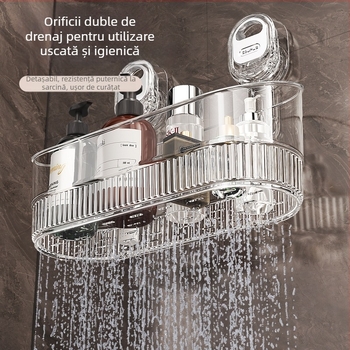 Raft de depozitare cu ventuză, montat pe perete, pentru bucătărie, baie și toaletă, cutie de depozitare pentru chiuvetă