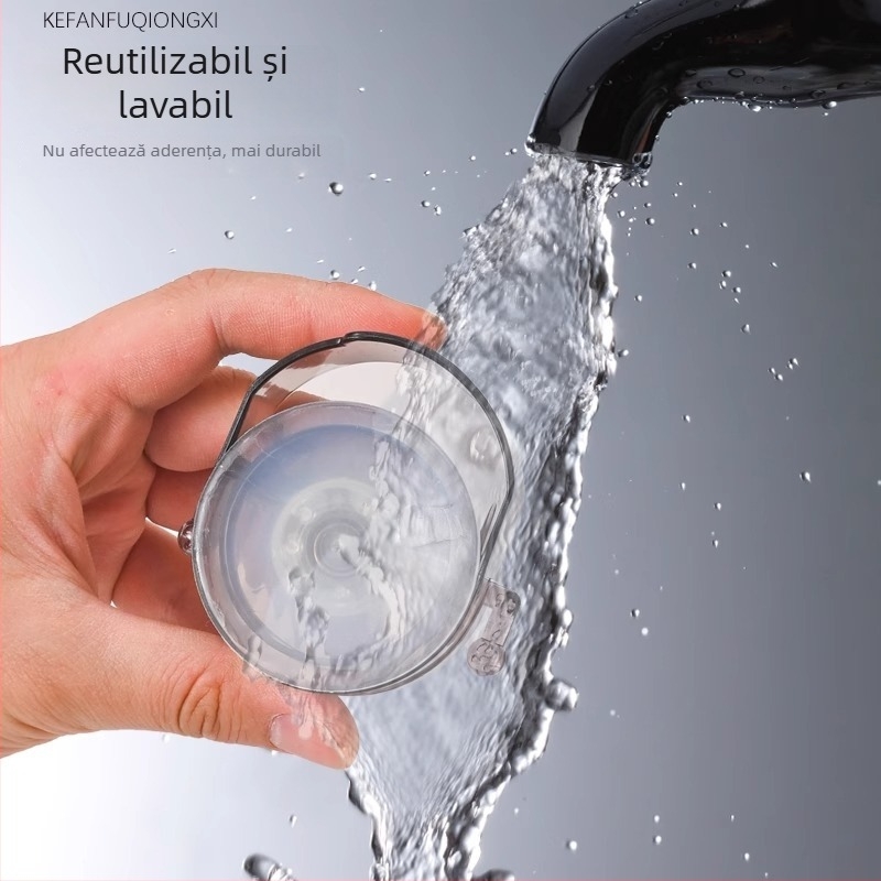 Raft de baie montat pe perete, fără găuri, pentru gel de duș, șampon, dezinfectant pentru mâini și detergent de vase