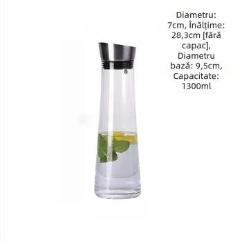 Carafă din sticlă rezistentă la căldură pentru apă rece, capacitate mare, potrivită pentru ceai și băuturi, utilizare casnică.