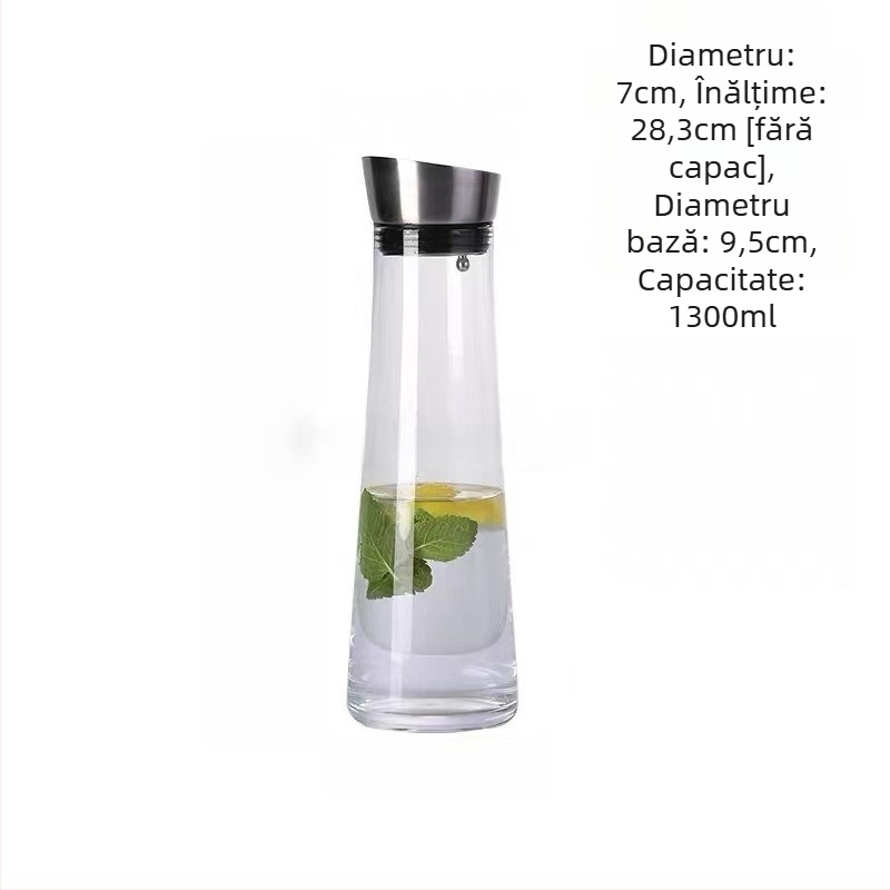 Carafă din sticlă rezistentă la căldură pentru apă rece, capacitate mare, potrivită pentru ceai și băuturi, utilizare casnică.