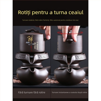 Set de ceai automat din lut mov brut, pentru uz casnic, întâmpinarea oaspeților și birou — ceainic, tavă de ceai, set complet cu separare ceai-apă