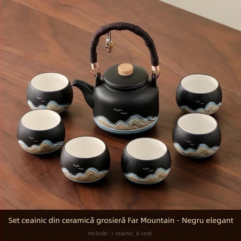 Set Gongfu de ceai, stil chinezesc, pentru uz casnic, ceainic cu mâner mare, set complet pentru prepararea ceaiului, ceainic cu mare capacitate pentru ceai cu flori