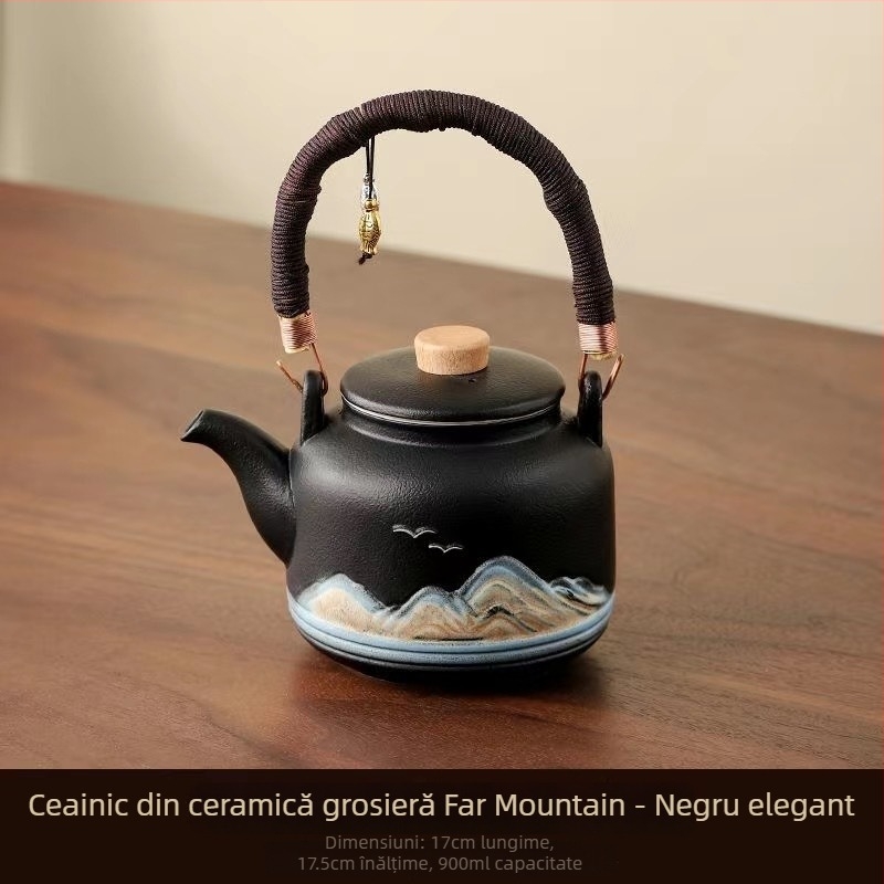 Set Gongfu de ceai, stil chinezesc, pentru uz casnic, ceainic cu mâner mare, set complet pentru prepararea ceaiului, ceainic cu mare capacitate pentru ceai cu flori