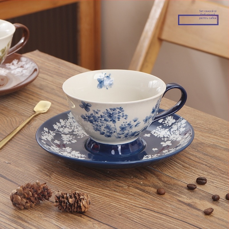 Shunxiang set ceramic pentru cafea cu ceașcă și farfurioară, în cutie cadou, ceașcă ceramică personală, design vintage pentru femei