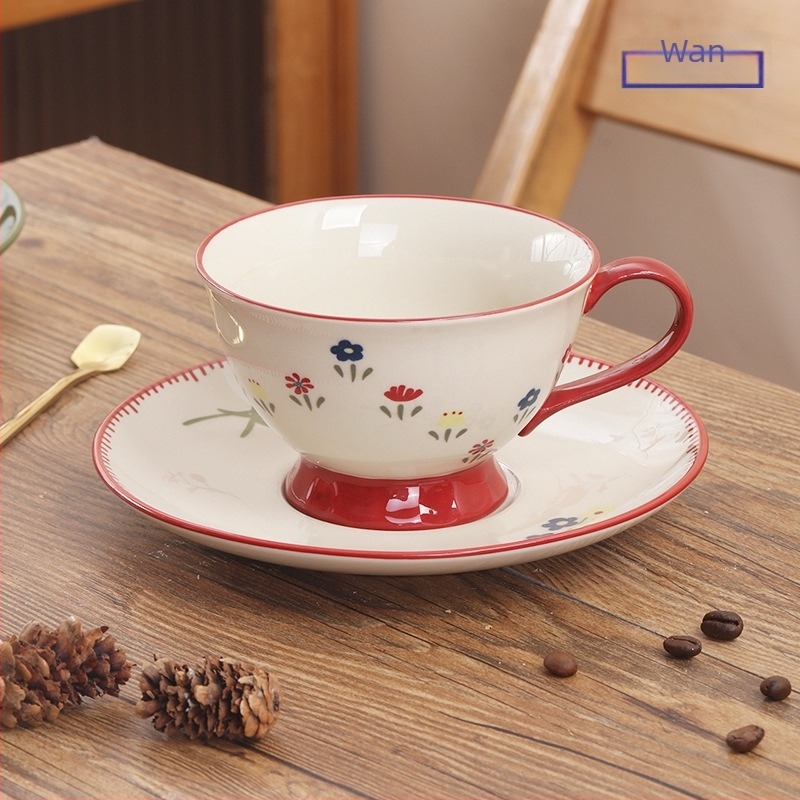 Shunxiang set ceramic pentru cafea cu ceașcă și farfurioară, în cutie cadou, ceașcă ceramică personală, design vintage pentru femei