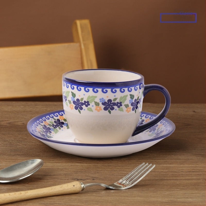 Shunxiang set ceramic pentru cafea cu ceașcă și farfurioară, în cutie cadou, ceașcă ceramică personală, design vintage pentru femei