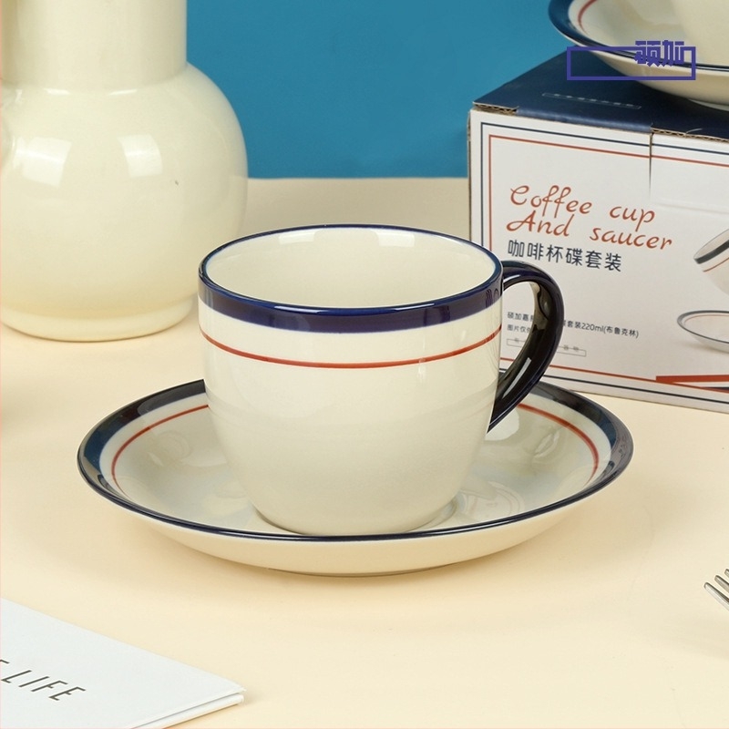 Shunxiang set ceramic pentru cafea cu ceașcă și farfurioară, în cutie cadou, ceașcă ceramică personală, design vintage pentru femei