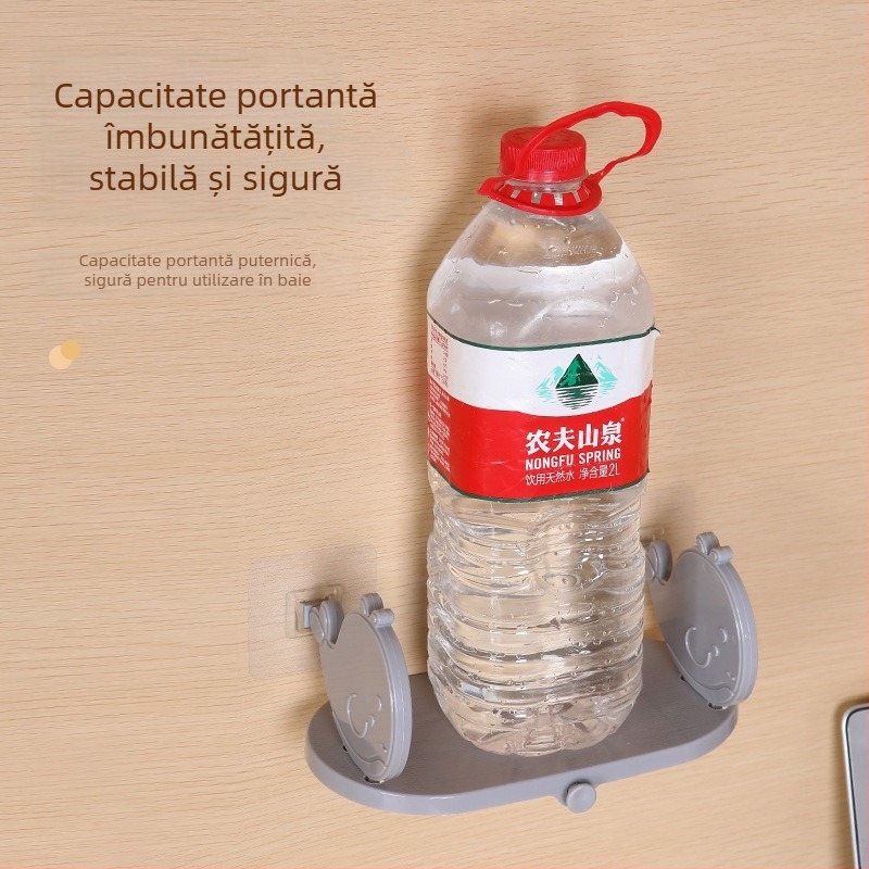 Raft de depozitare pentru baie, montat pe perete – design cu pește auriu mic, din plastic