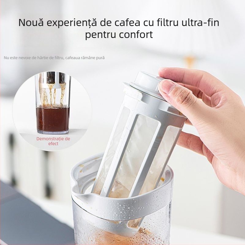 Recipient pentru cafea Cold Brew cu infuzor pentru ceai de fructe, sticlă etanșă cu filtru