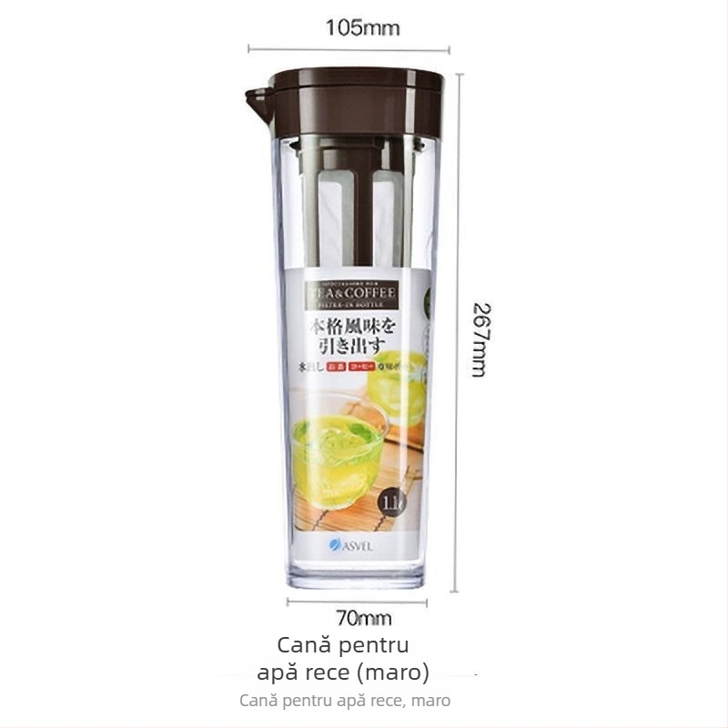 Recipient pentru cafea Cold Brew cu infuzor pentru ceai de fructe, sticlă etanșă cu filtru