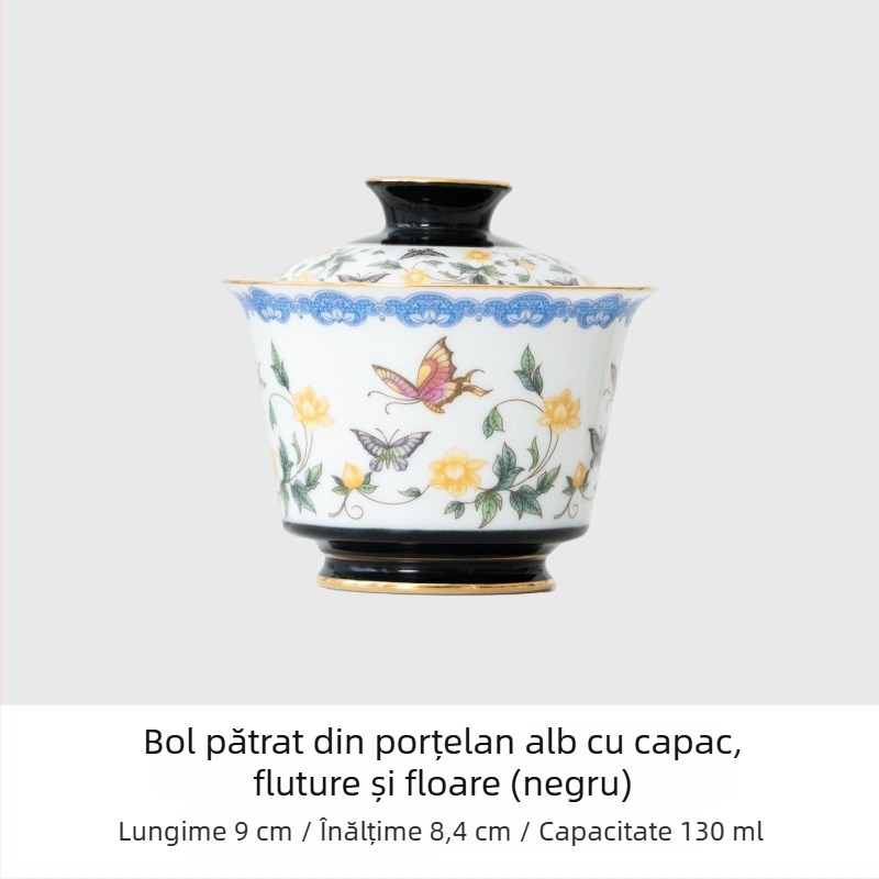 Ceainic din porțelan și gaiwan, set mic pentru casă și birou, cești de ceai elegante, set Kung Fu pentru ceai
