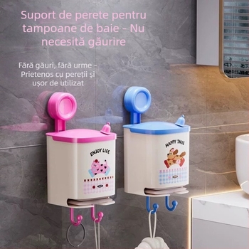 Organizator de baie cu ventuză, fără găuri, pentru tampoane igienice, șervețele și prosoape de față