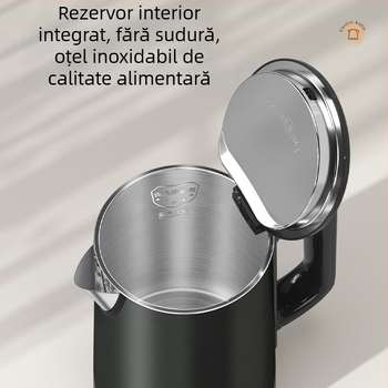 Ceainic electric din oțel inoxidabil, 1,2 L, pentru hoteluri și pensiuni, pereți dubli, oprire automată