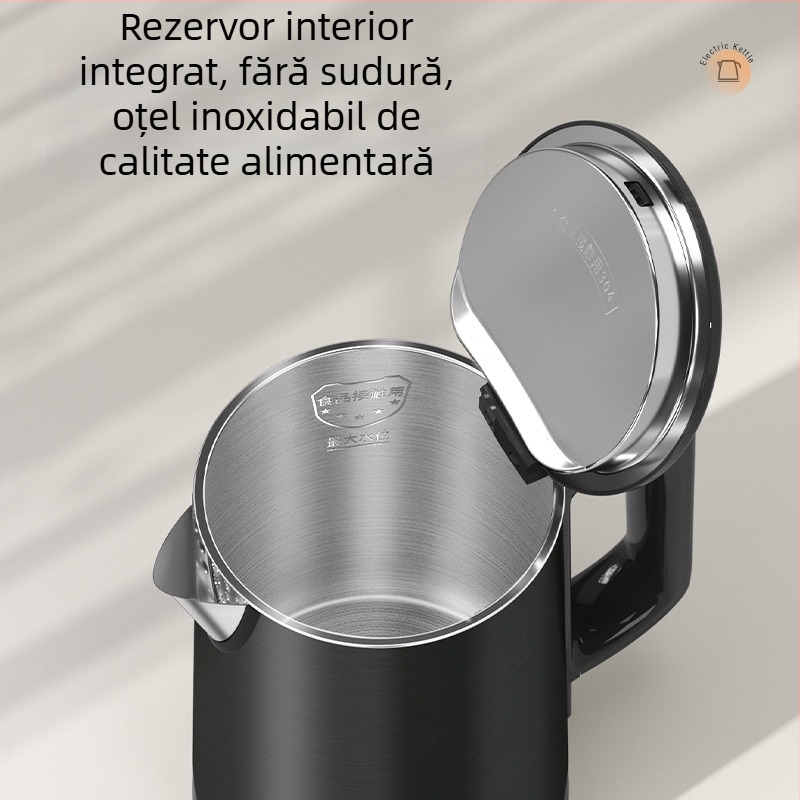Ceainic electric din oțel inoxidabil, 1,2 L, pentru hoteluri și pensiuni, pereți dubli, oprire automată