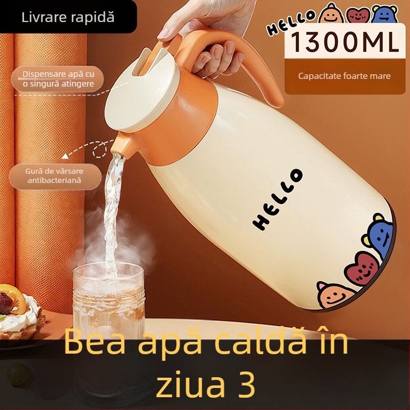 Termos izolat din sticlă, model 2025, menține apa caldă până la 72 de ore, ideal pentru casă și cămine studențești