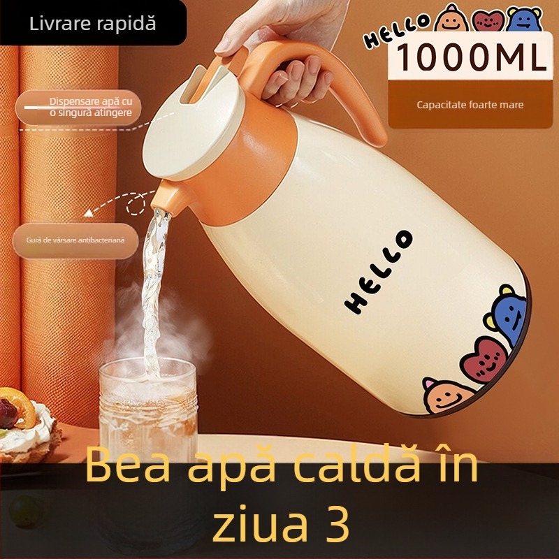 Termos izolat din sticlă, model 2025, menține apa caldă până la 72 de ore, ideal pentru casă și cămine studențești