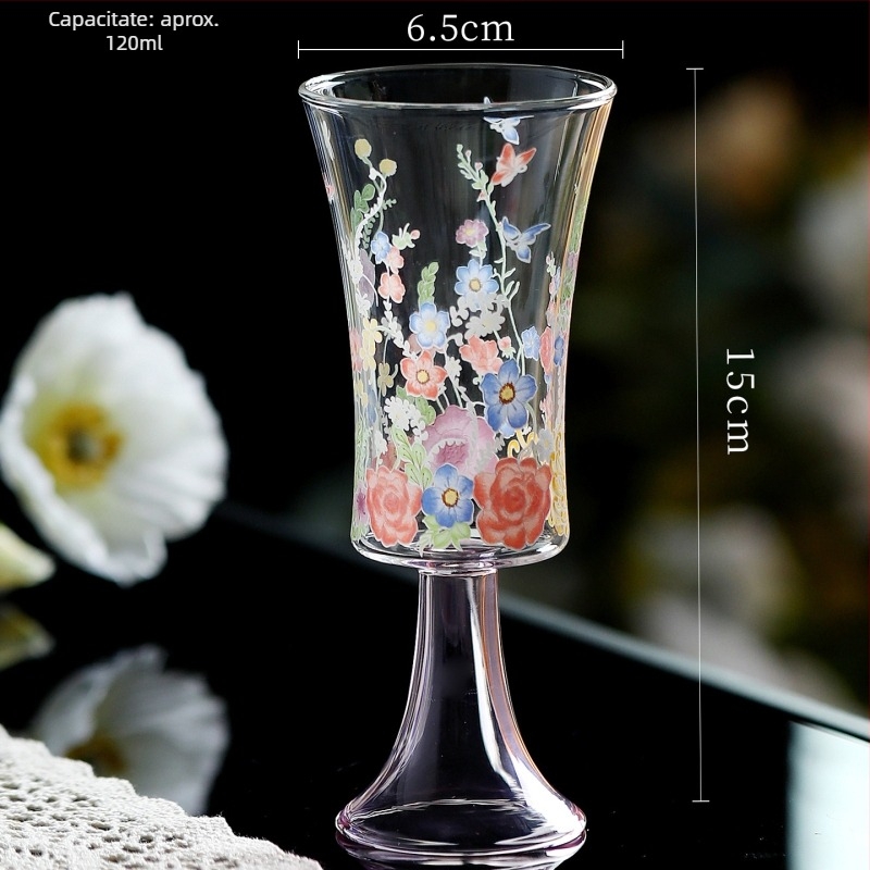 Set de ceai Kung Fu din sticlă rezistentă la temperatură, cu mâner, ceainic cu model floral, bol cu capac în trei părți, cești de ceai verde, ceașcă de degustare și ceașcă de servire