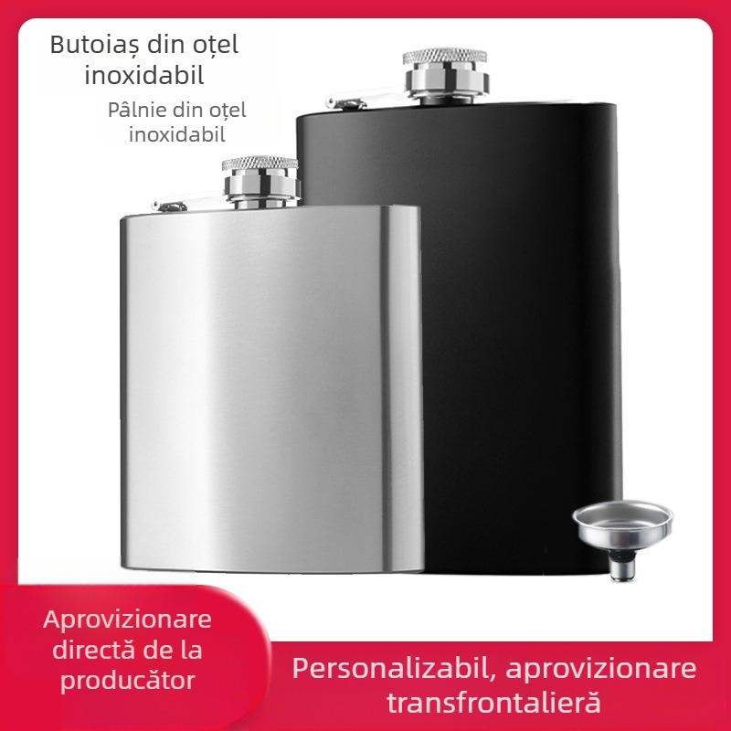 Recipient din oțel inoxidabil, 8 oz, finisaj negru spray, portabil
