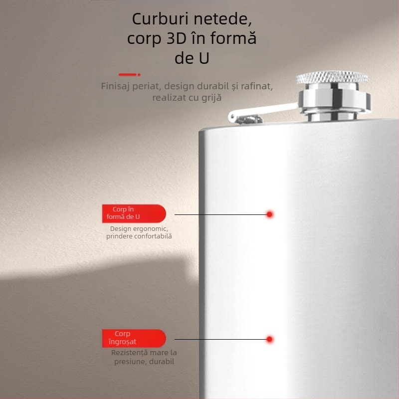 Recipient din oțel inoxidabil, 8 oz, finisaj negru spray, portabil