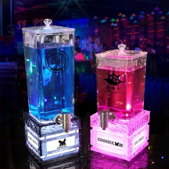 Dispenser de vin pentru bar, iluminat, cu robinet, separator transparent pentru vin de fructe și cocktailuri