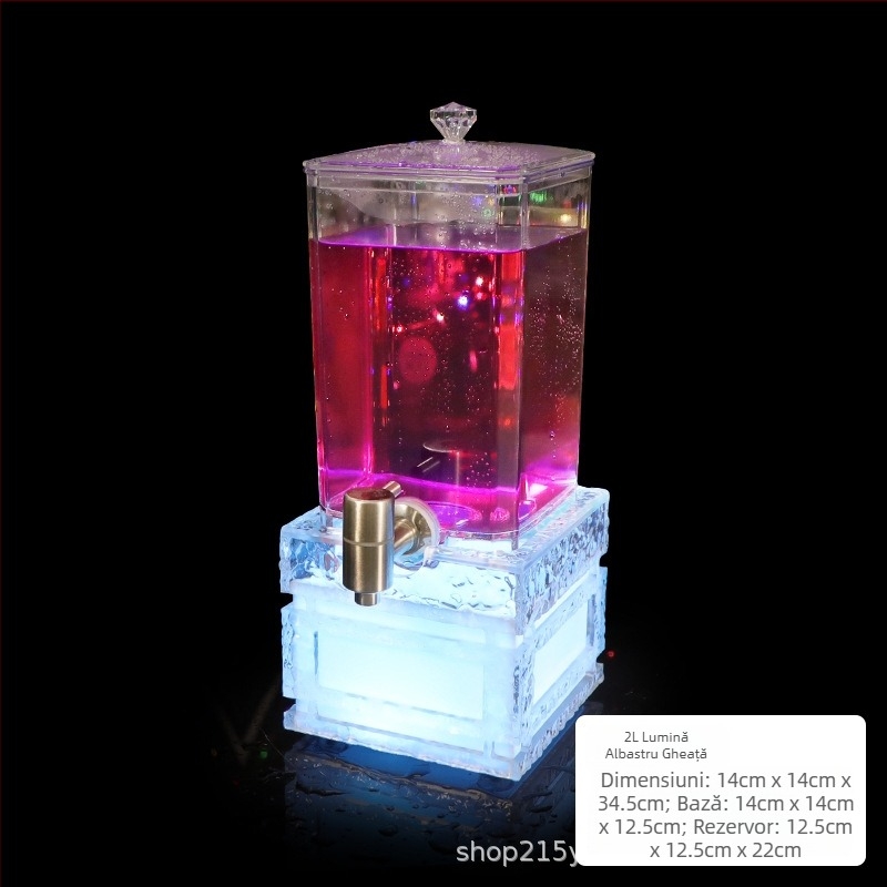 Dispenser de vin pentru bar, iluminat, cu robinet, separator transparent pentru vin de fructe și cocktailuri