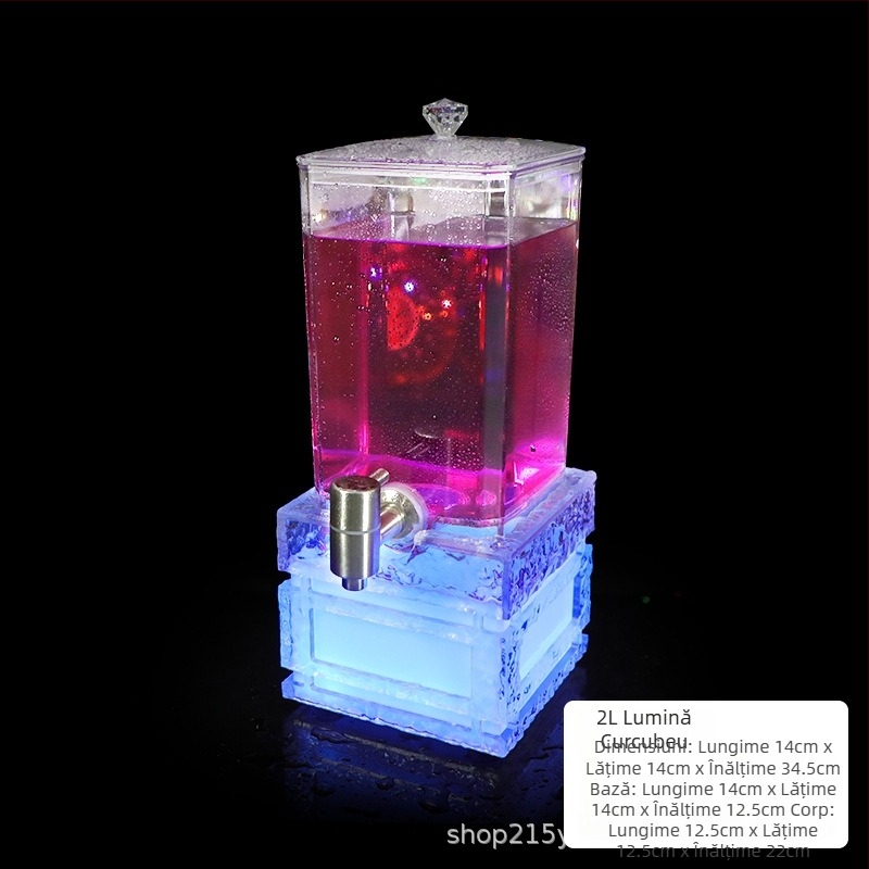 Dispenser de vin pentru bar, iluminat, cu robinet, separator transparent pentru vin de fructe și cocktailuri