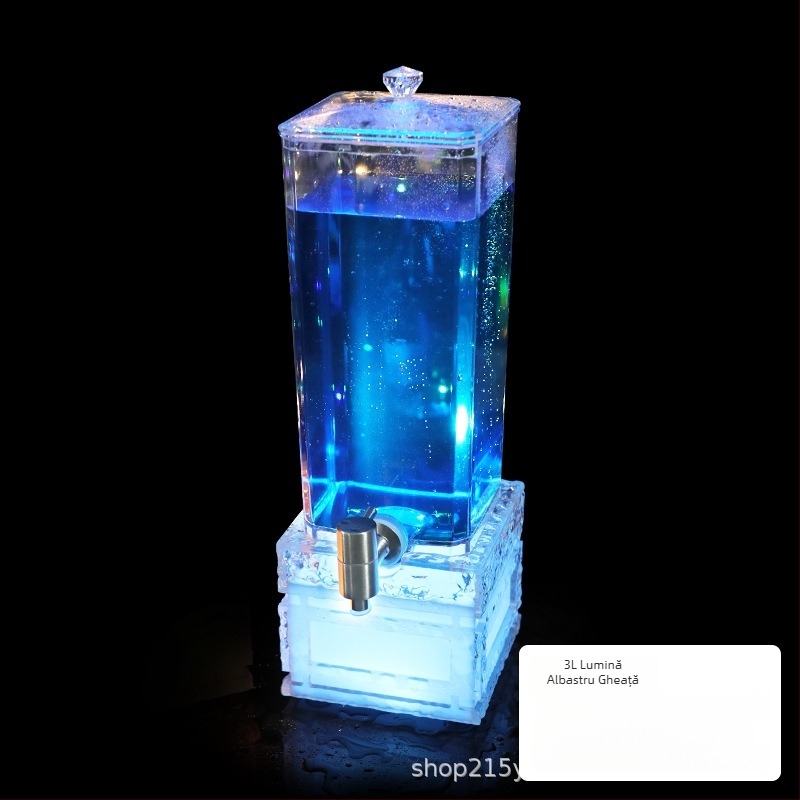 Dispenser de vin pentru bar, iluminat, cu robinet, separator transparent pentru vin de fructe și cocktailuri