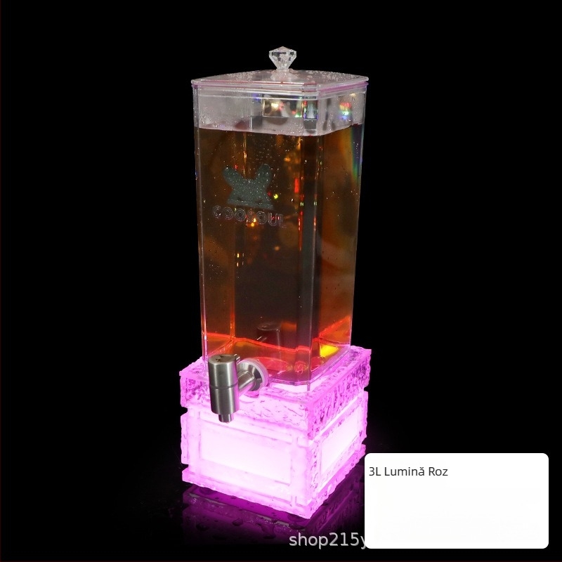 Dispenser de vin pentru bar, iluminat, cu robinet, separator transparent pentru vin de fructe și cocktailuri