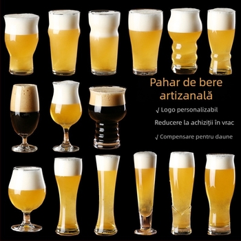 Pahar din sticlă pentru bere artizanală, 500 ml, capacitate mare, pentru bar, cu logo