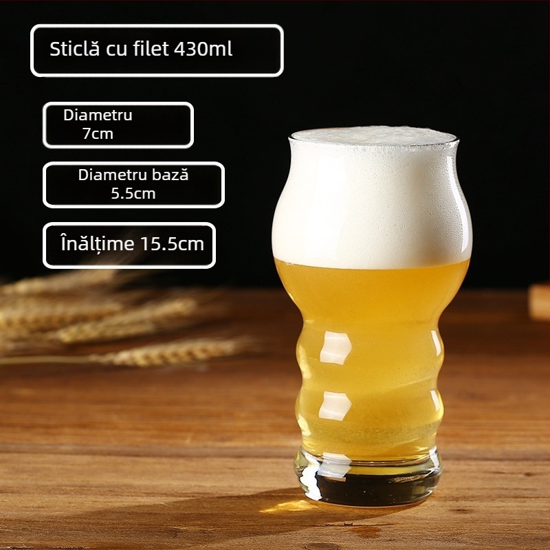 Pahar din sticlă pentru bere artizanală, 500 ml, capacitate mare, pentru bar, cu logo