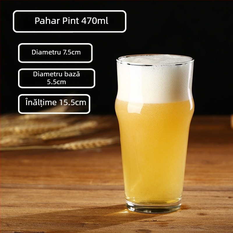 Pahar din sticlă pentru bere artizanală, 500 ml, capacitate mare, pentru bar, cu logo