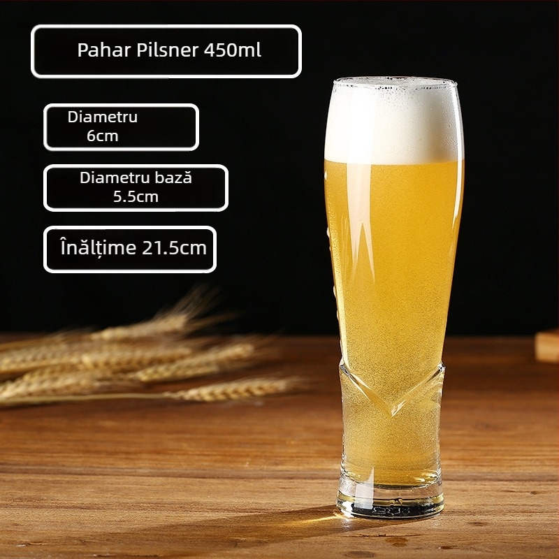 Pahar din sticlă pentru bere artizanală, 500 ml, capacitate mare, pentru bar, cu logo