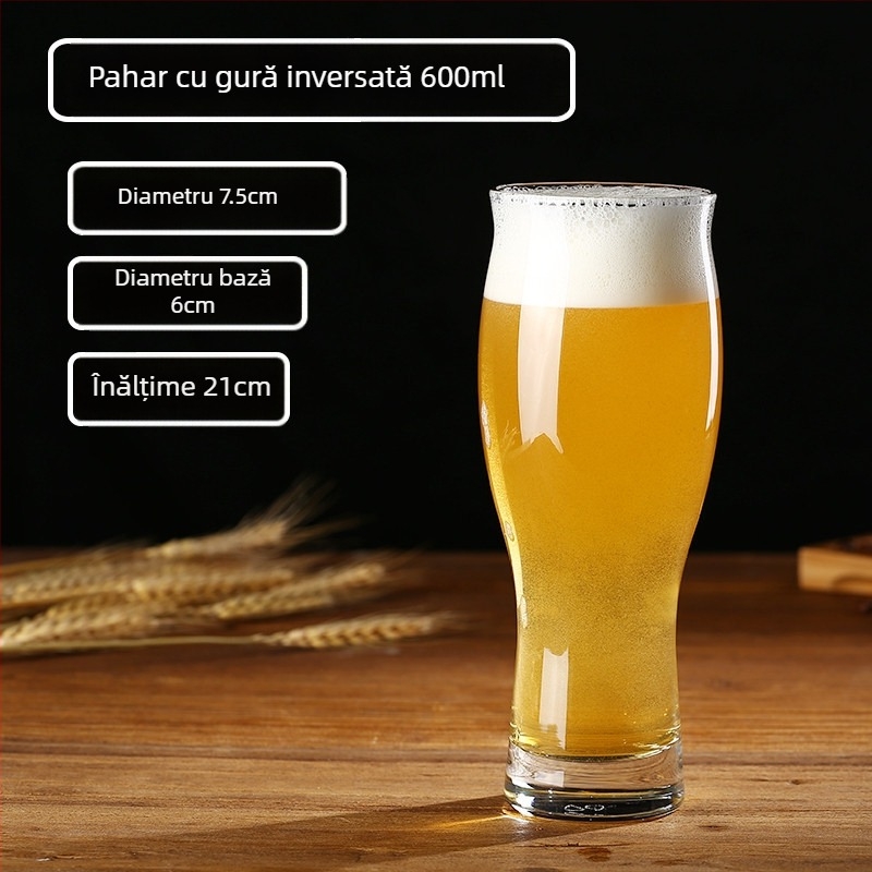 Pahar din sticlă pentru bere artizanală, 500 ml, capacitate mare, pentru bar, cu logo