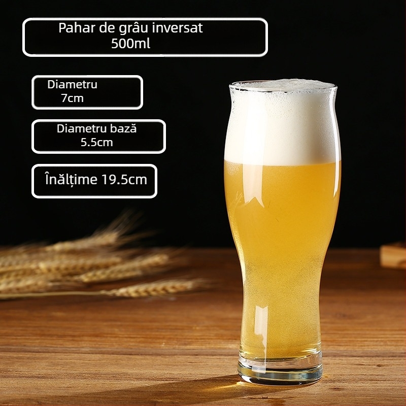 Pahar din sticlă pentru bere artizanală, 500 ml, capacitate mare, pentru bar, cu logo