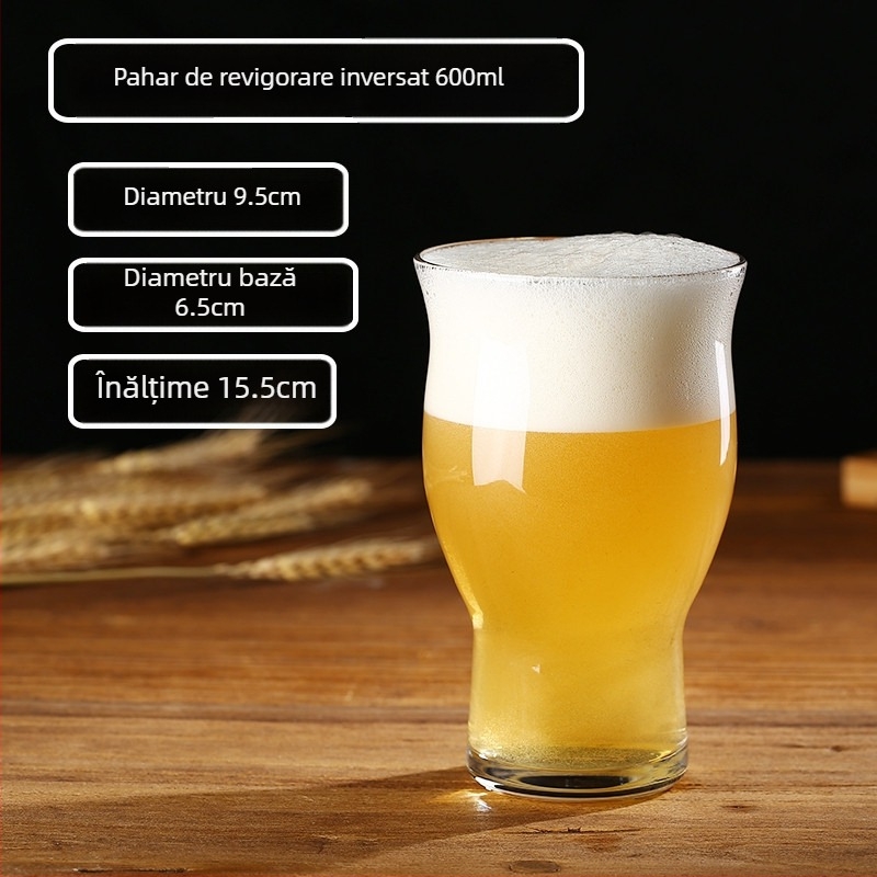 Pahar din sticlă pentru bere artizanală, 500 ml, capacitate mare, pentru bar, cu logo