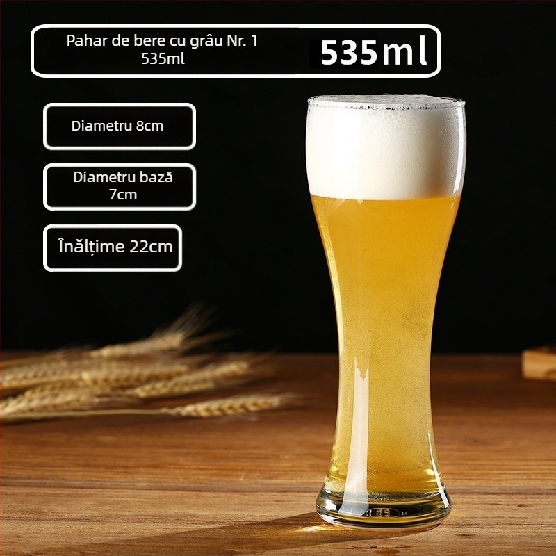 Pahar din sticlă pentru bere artizanală, 500 ml, capacitate mare, pentru bar, cu logo