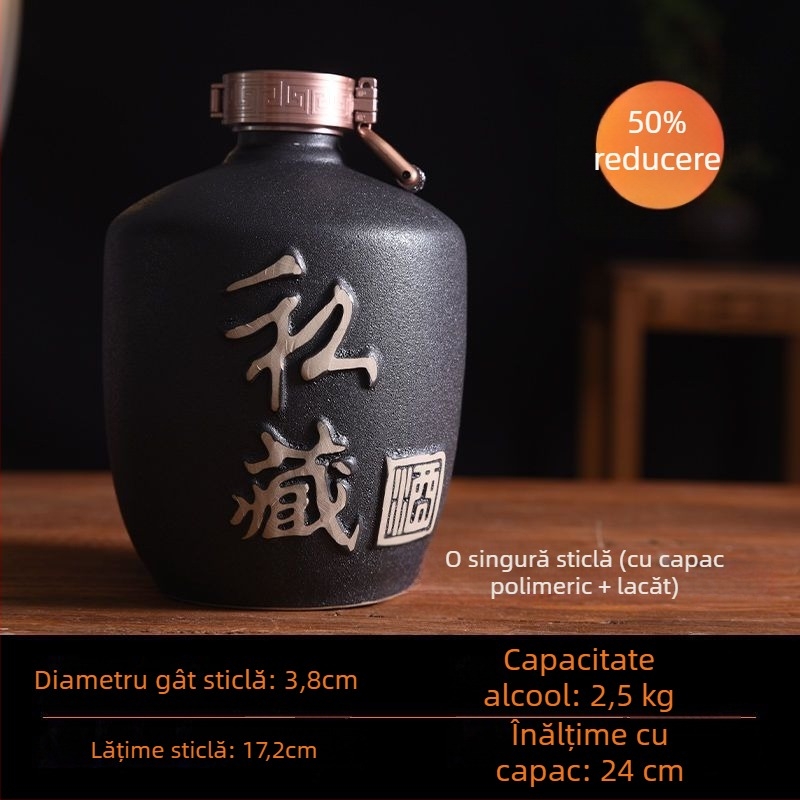 Vas ceramic sigilat pentru vin, recipient vid pentru vin, capacitate de 25 kg