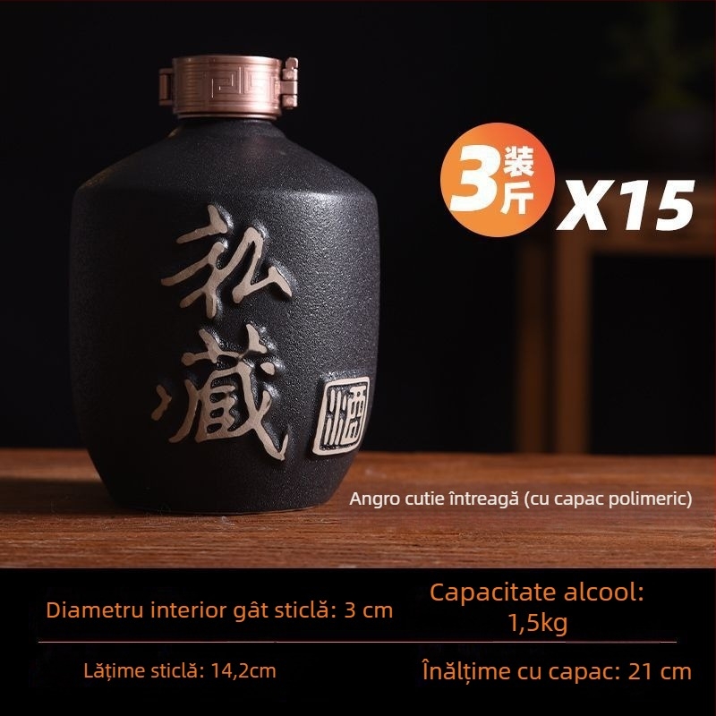 Vas ceramic sigilat pentru vin, recipient vid pentru vin, capacitate de 25 kg