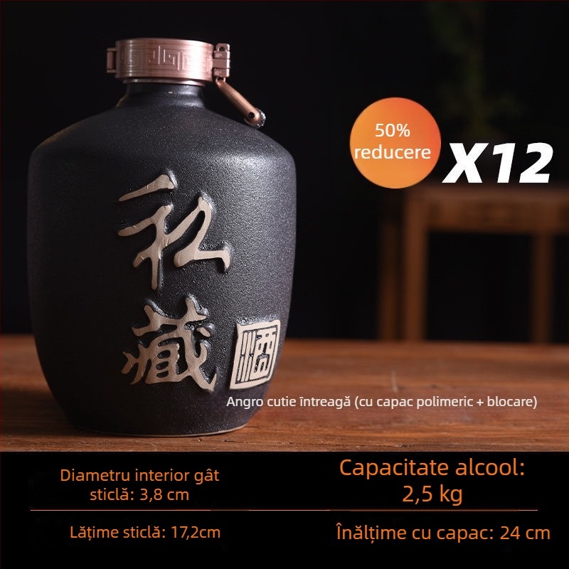 Vas ceramic sigilat pentru vin, recipient vid pentru vin, capacitate de 25 kg
