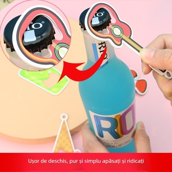 Deschizător de sticle din metal, imprimat – design creativ pentru bucătărie, bere, magnetic, portabil