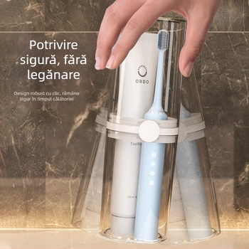 Cana transparentă de călătorie pentru clătirea gurii și cutie portabilă de depozitare a periuțelor de dinți - set