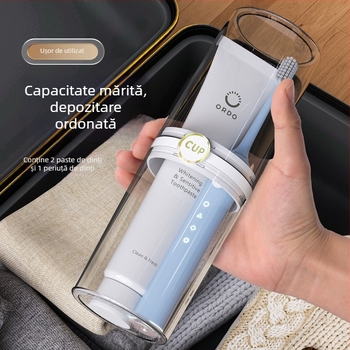 Cana transparentă de călătorie pentru clătirea gurii și cutie portabilă de depozitare a periuțelor de dinți - set