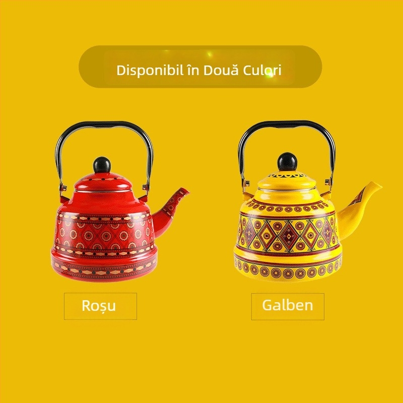 Ceainic emailat ceramic cu motiv floral – stil pastoral, accesorii bucătărie pentru apă fierbinte