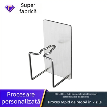 Suport pentru periuțe din oțel inoxidabil, montaj pe perete fără găuri, cu suport pentru pahar de clătire și pentru periuțe electrice