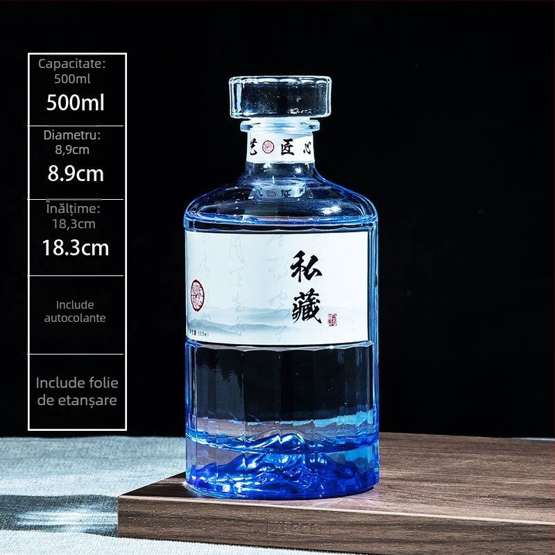 Sticlă transparentă de 500 ml, înaltă calitate, sigilare creativă, pentru vin de fructe făcut acasă, whisky și vodcă
