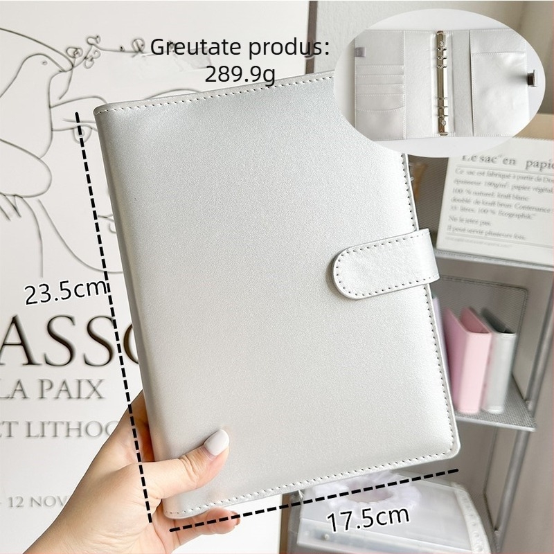 Ins argintiu PU cu cataramă magnetică, binder cu foi cu patru buzunare, pentru fotografii 3 inch Polaroid, album idol pentru colecția de carduri
