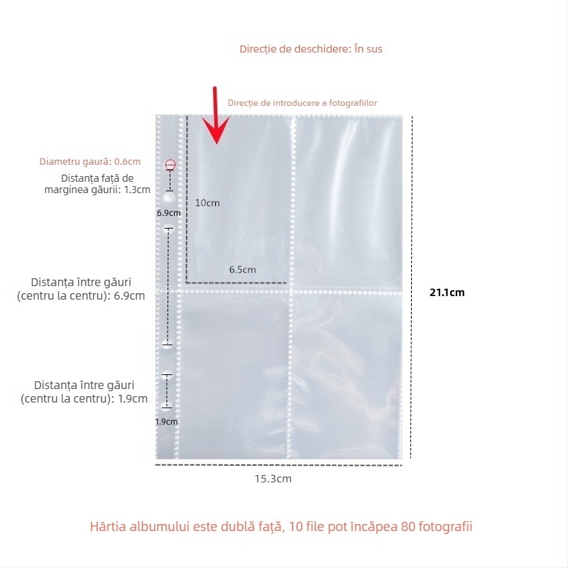Ins argintiu PU cu cataramă magnetică, binder cu foi cu patru buzunare, pentru fotografii 3 inch Polaroid, album idol pentru colecția de carduri