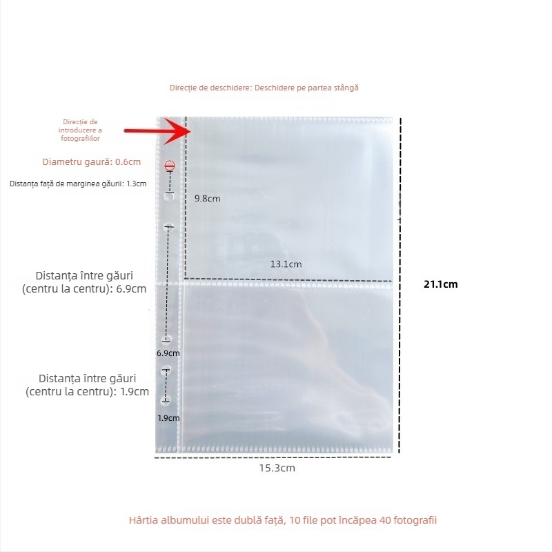 Ins argintiu PU cu cataramă magnetică, binder cu foi cu patru buzunare, pentru fotografii 3 inch Polaroid, album idol pentru colecția de carduri