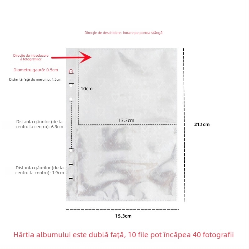 Ins argintiu PU cu cataramă magnetică, binder cu foi cu patru buzunare, pentru fotografii 3 inch Polaroid, album idol pentru colecția de carduri